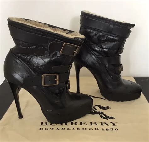 burberry shearling boots ebay|Burberry Prorsum Runway Black Leather Aviator Shearling Ankle .